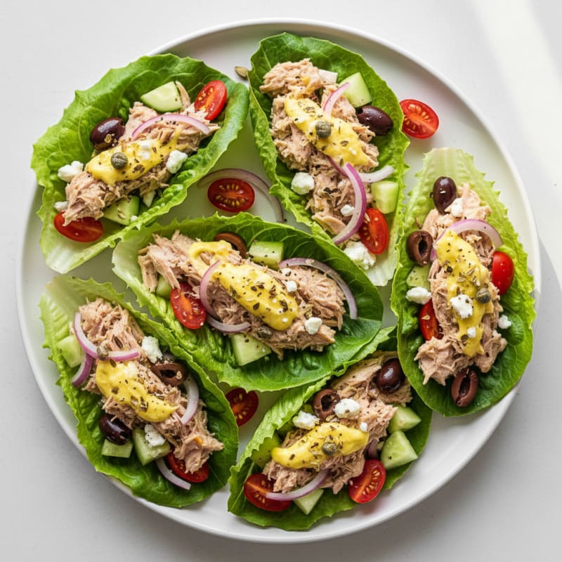 Mediterranean Tuna Salad Lettuce Wraps
