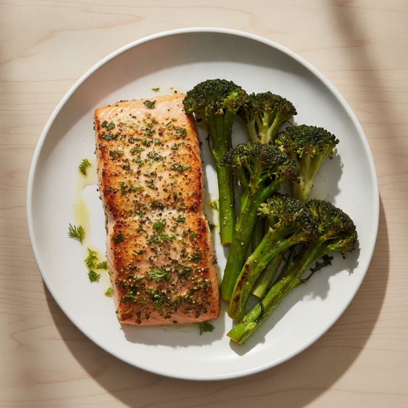 Herb-Crusted Salmon with Roasted Broccoli