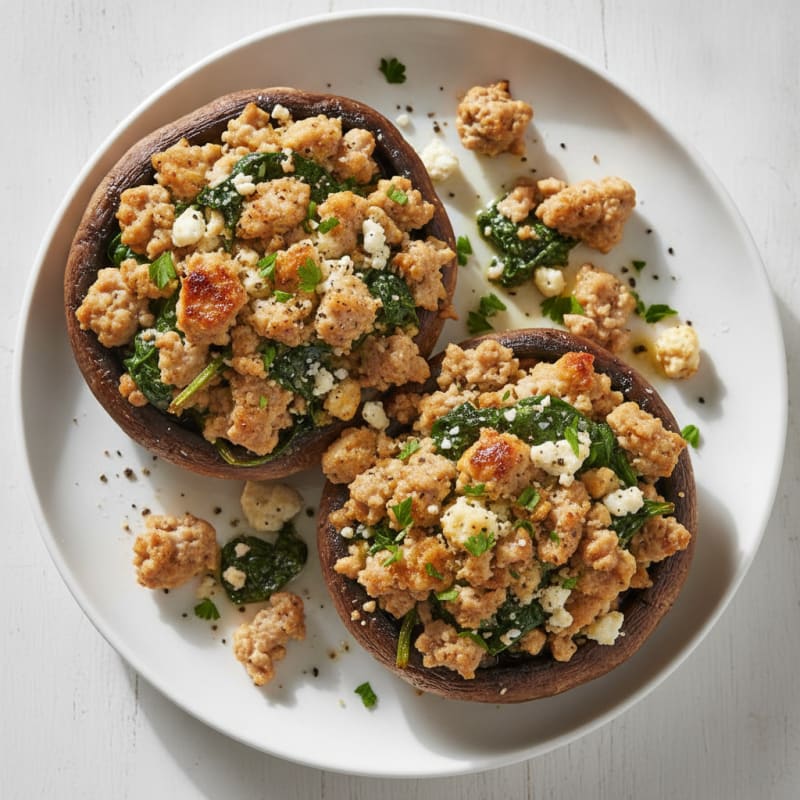 Herb and Cheese Stuffed Portobello Mushrooms