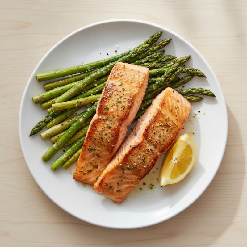 Pan-Seared Salmon with Roasted Asparagus