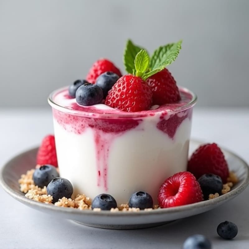 Silky Greek Yogurt with Protein Powder and Fresh Berries