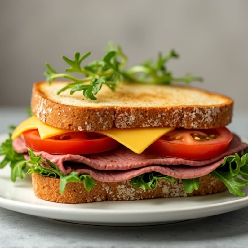Lean Roast Beef and Sharp Cheddar Open-Face Sandwich