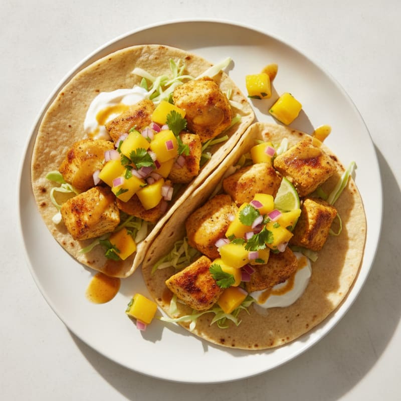 Curried Chicken Tacos with Mango Salsa