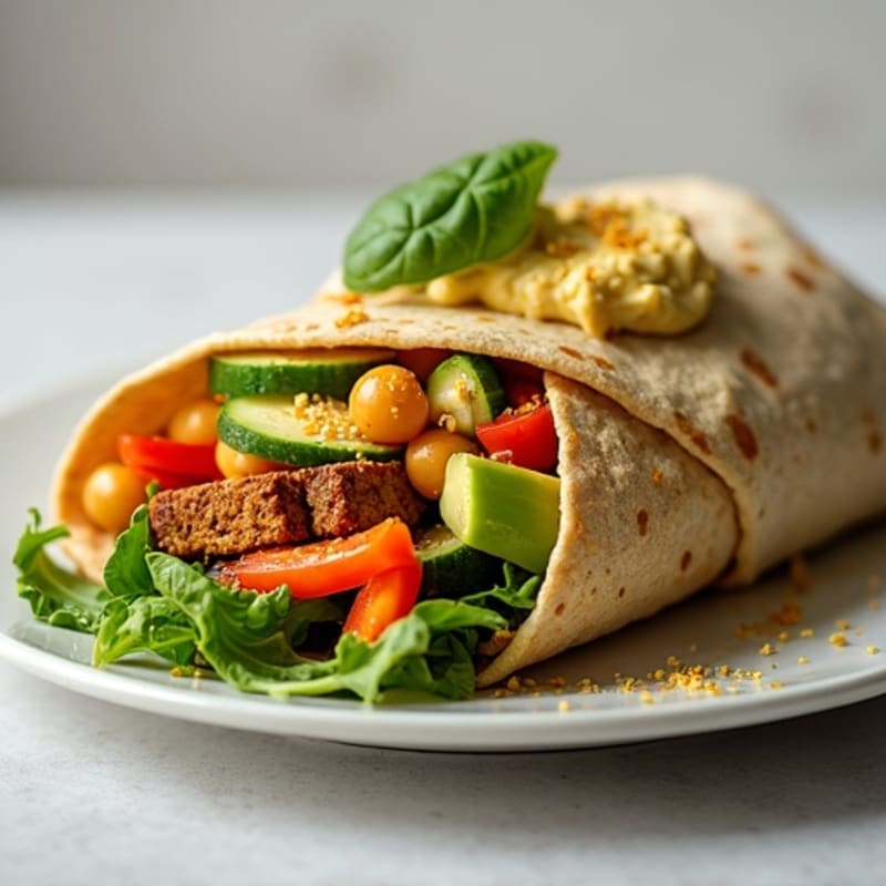 Crunchy Veggie and Creamy Hummus Wrap