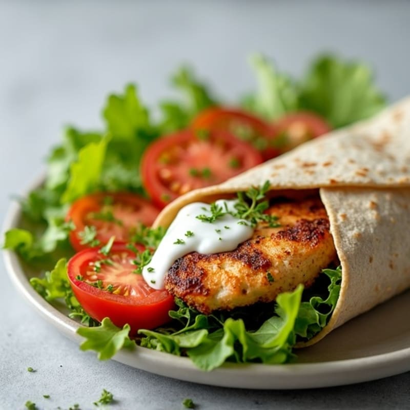 Crispy Herb-Seasoned Chicken Wrap with Fresh Greens