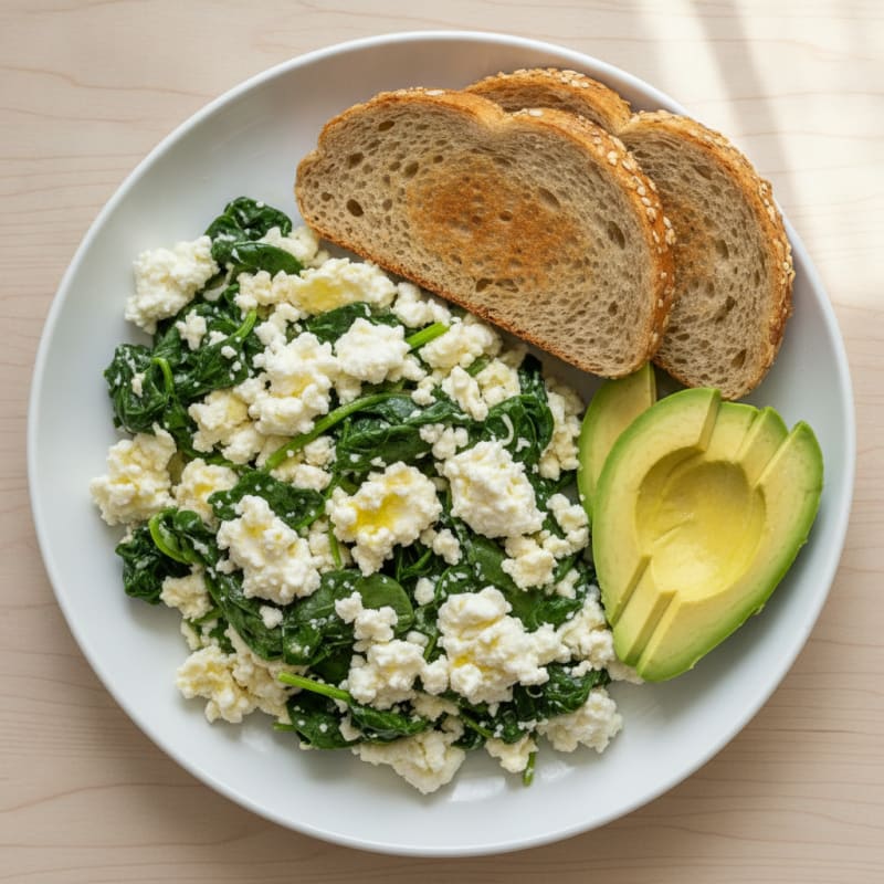 Egg White and Spinach Scramble with Cottage Cheese