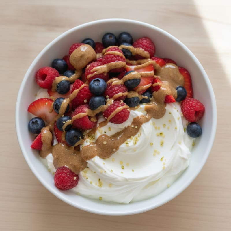 Creamy Greek Yogurt Bowl with Mixed Berries and Almond Butter