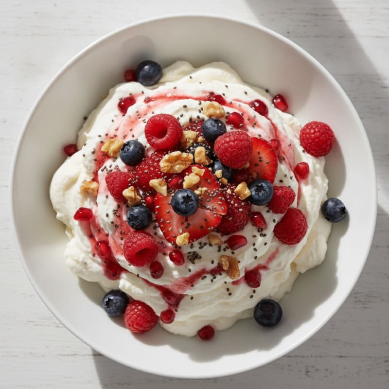 Greek Yogurt Protein Mousse with Mixed Berries