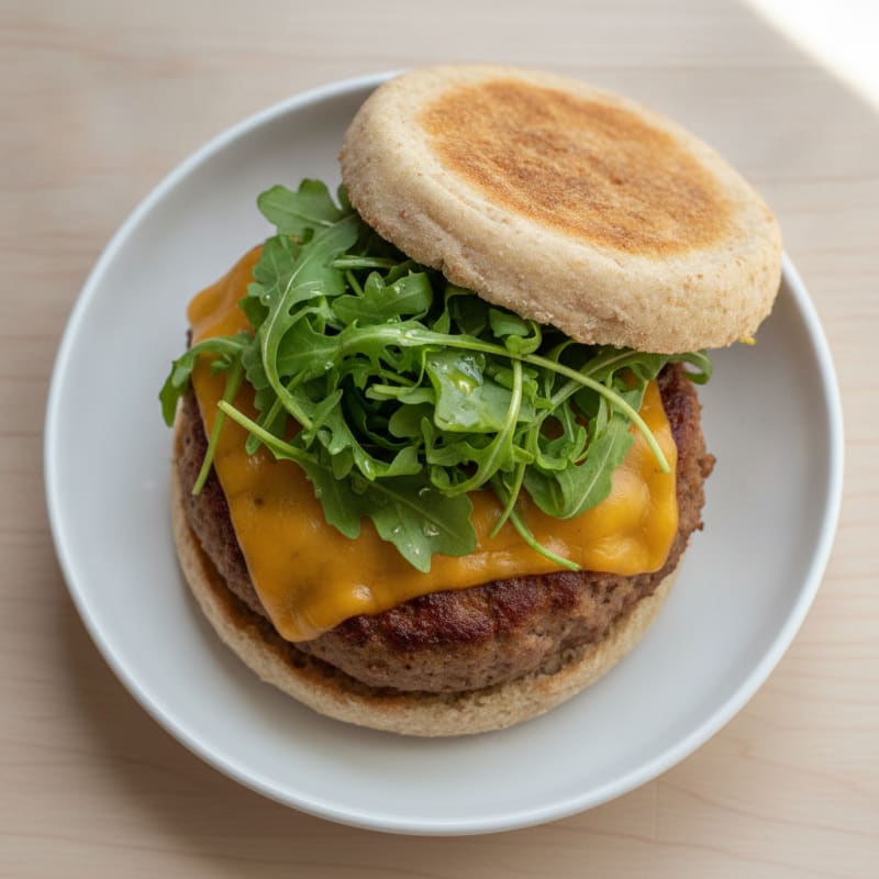 Sausage, Cheese, and Arugula Muffin