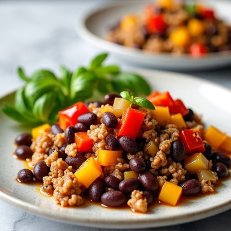 Lean Turkey and Black Bean Skillet with Roasted Bell Peppers