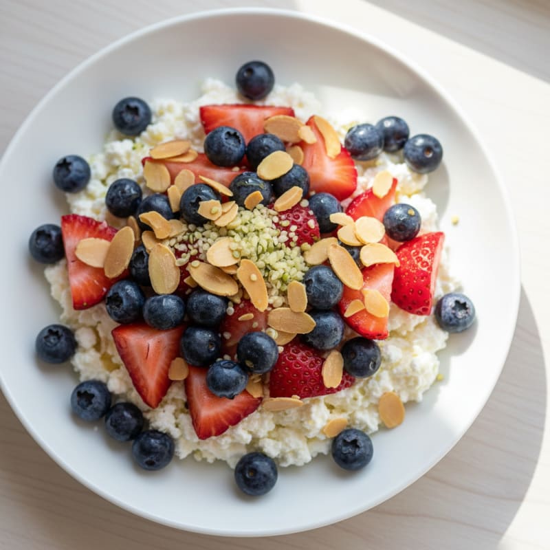 Cottage Cheese and Berry Protein Bowl with Almonds