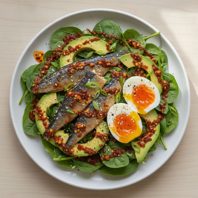 Sardine and Jammy Egg Chili Crisp Plate