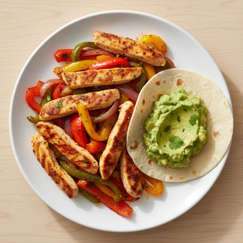 Sheet Pan Chicken Fajitas with Guacamole