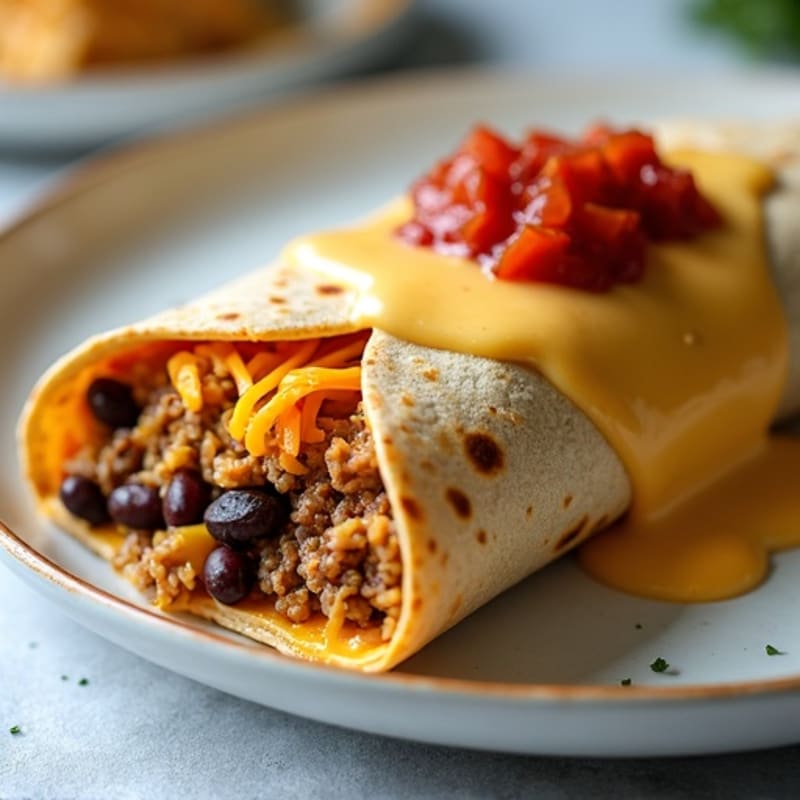 Lean Ground Beef and Black Bean Tortilla Bake with Creamy Cheesy Sauce