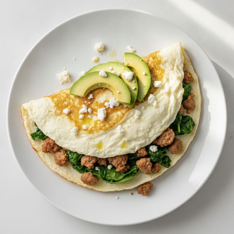 Egg White and Spinach Omelet with Turkey Sausage