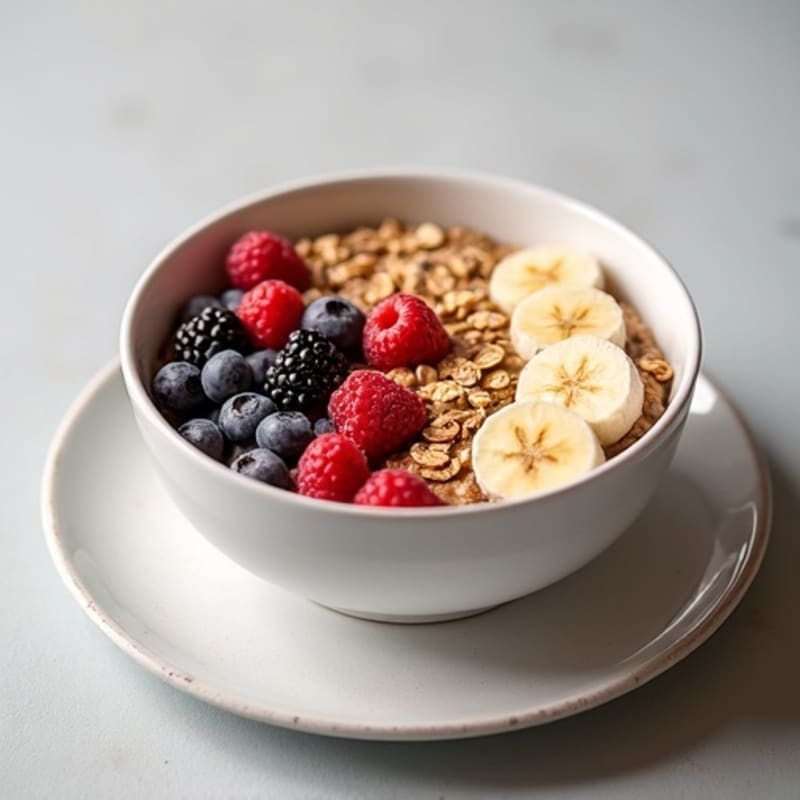 Protein-Packed Creamy Banana Oatmeal with Berries