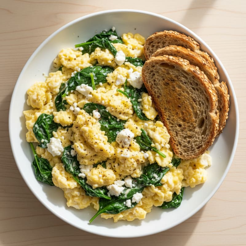 Creamy Spinach and Feta Scrambled Eggs
