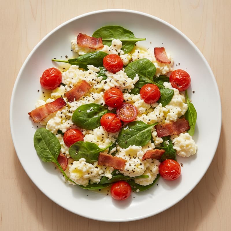 Egg White Scramble with Spinach and Turkey Bacon