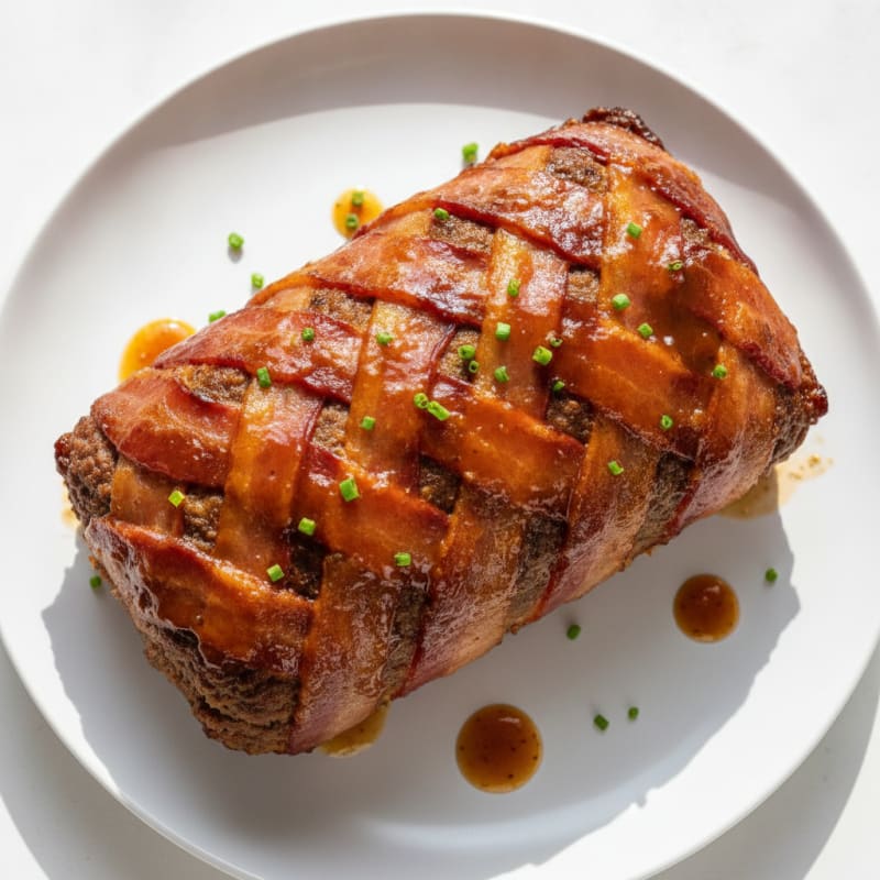 BBQ Bacon-Wrapped Meatloaf with Tangy Glaze