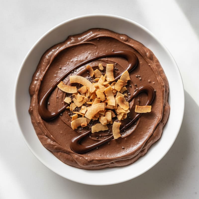 Silky Chocolate Protein Pudding with Toasted Coconut