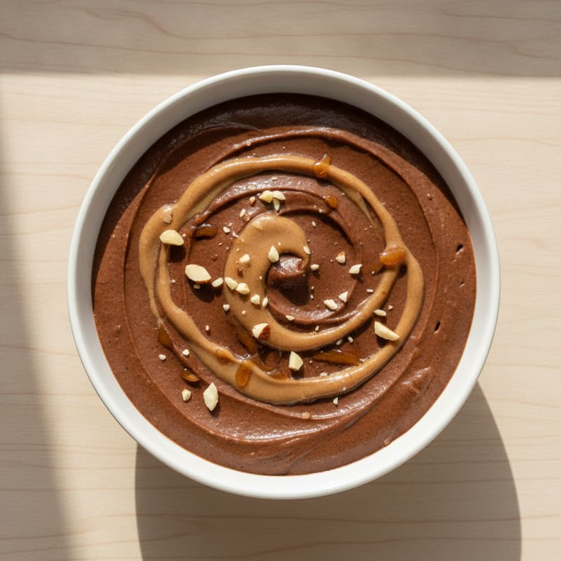 Silky Chocolate Protein Pudding with Almond Butter Swirl