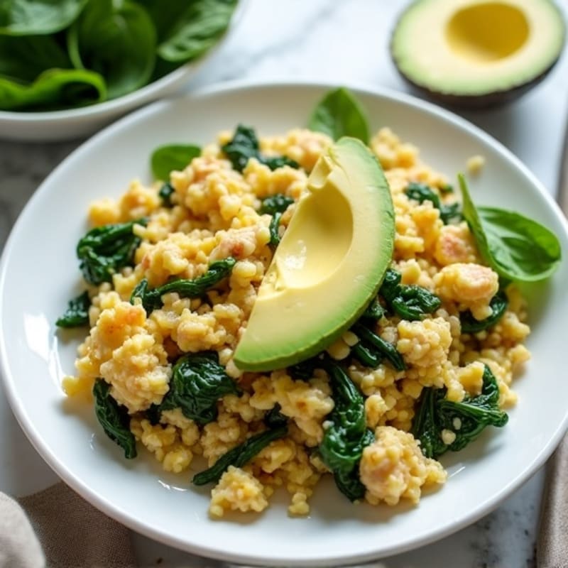 Egg White and Turkey Spinach Scramble