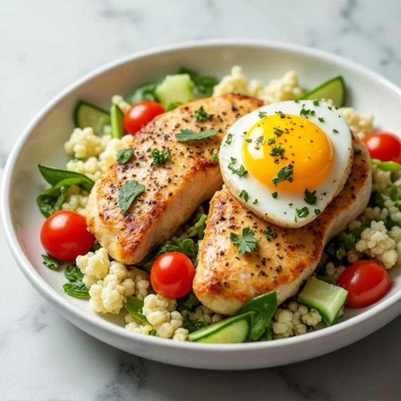 Herb-Fresh Chicken with Cauliflower Tabouleh and Egg Whites