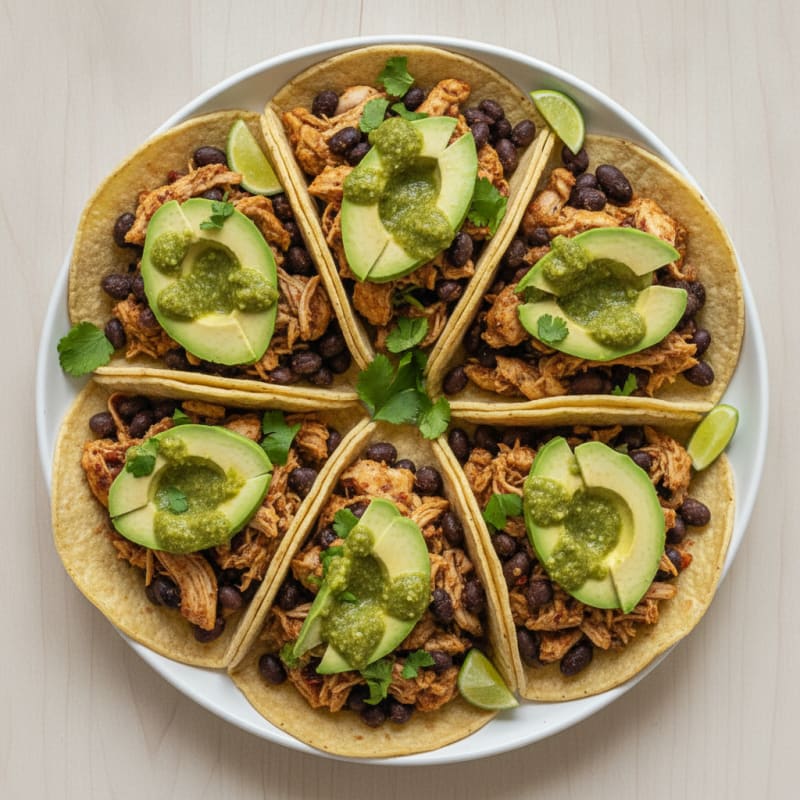 Shredded Chicken and Black Bean Tacos