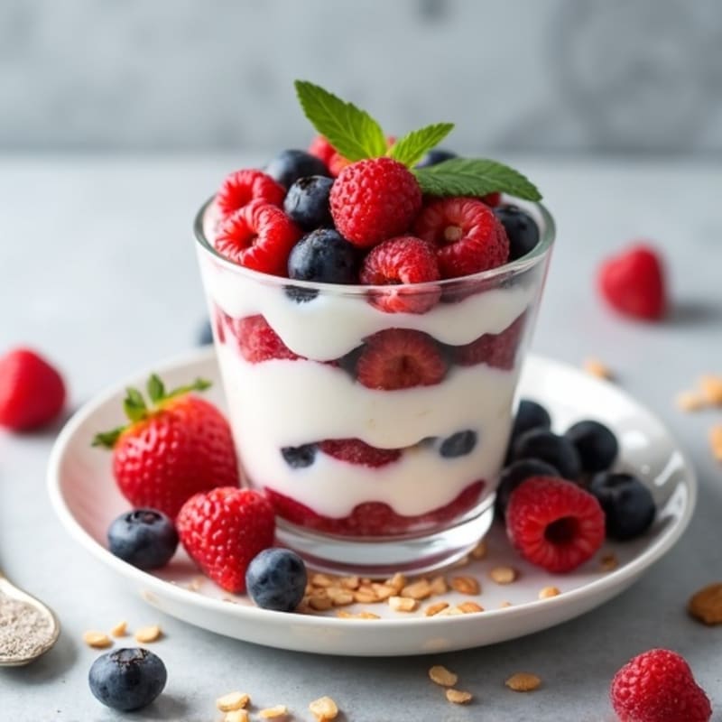 Greek Yogurt Protein Parfait with Mixed Berries