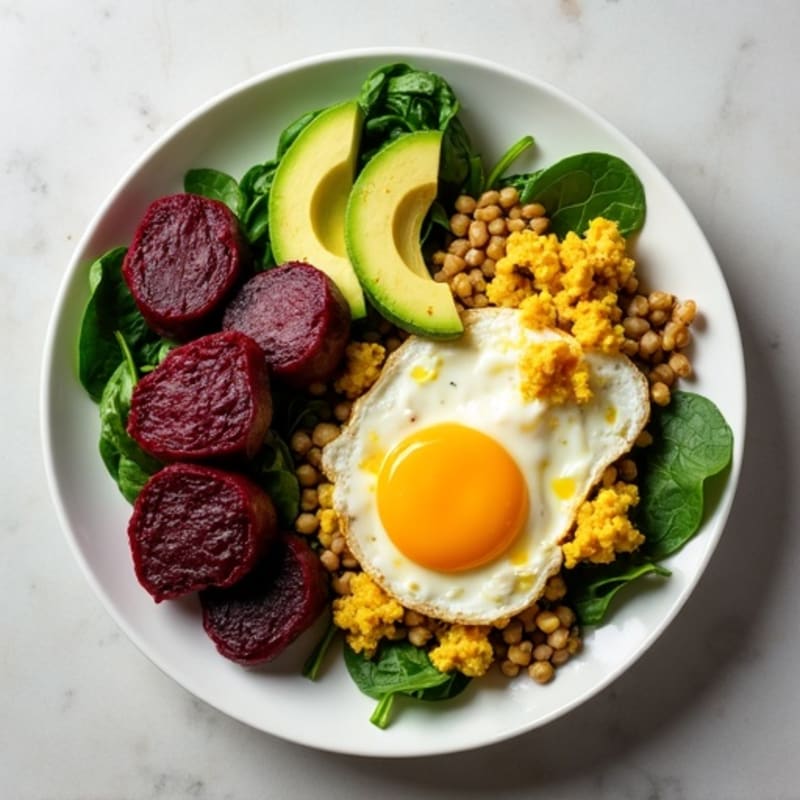 Cottage Cheese Scramble with Lentils and Spinach