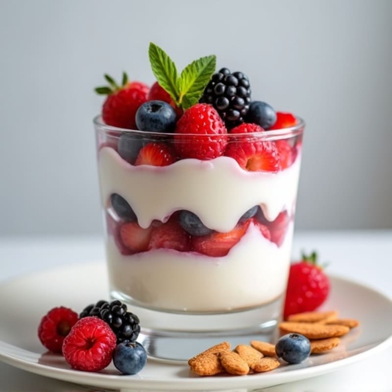 Greek Yogurt Protein Parfait with Mixed Berries and Almonds