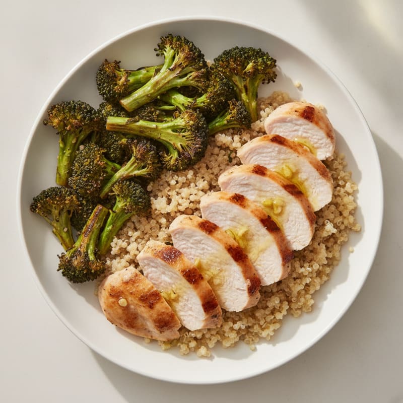 Grilled Turkey Breast with Quinoa and Roasted Broccoli