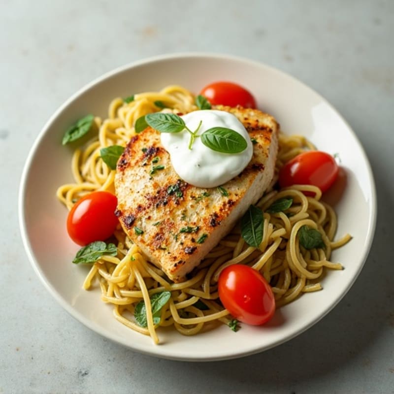 Creamy Pesto Chicken Whole Wheat Pasta