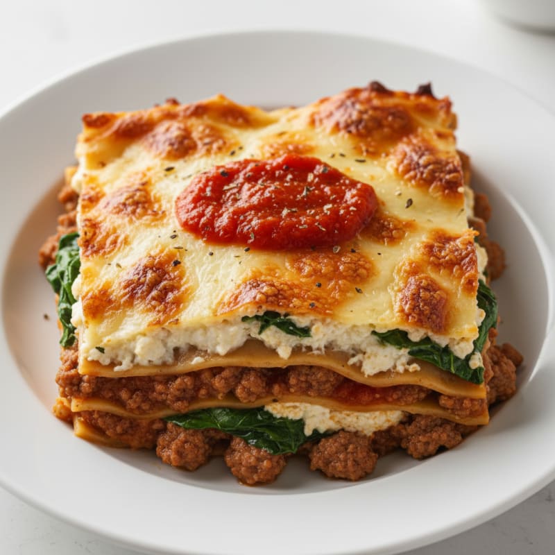 Creamy Baked Lasagna with Rich Meat Sauce