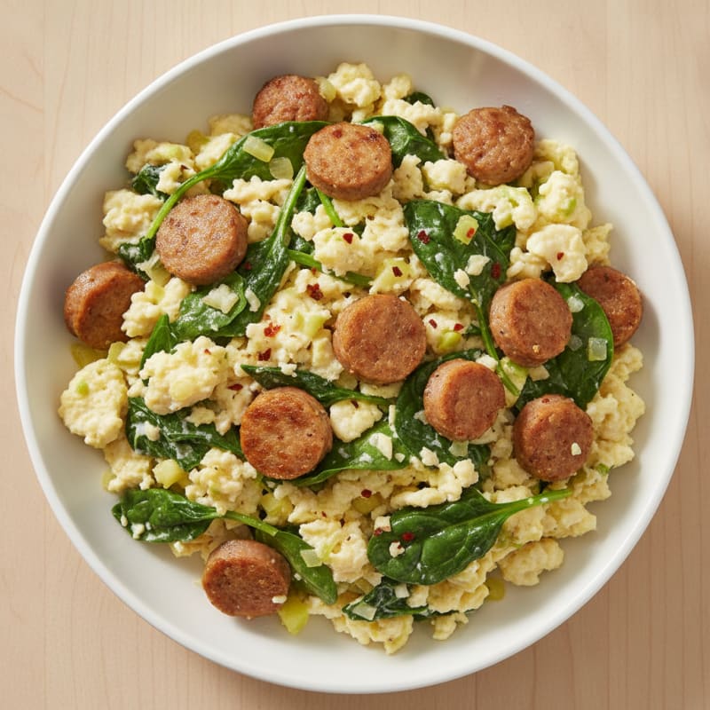 Egg White Scramble with Spinach and Turkey Sausage