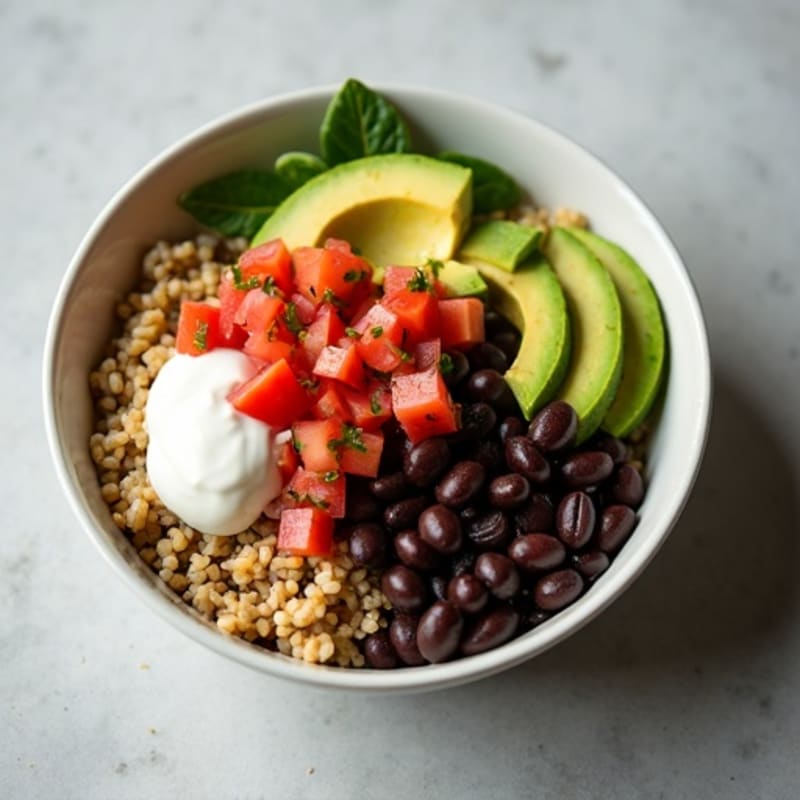 Hearty Black Bean Burrito Bowl with Fresh Pico