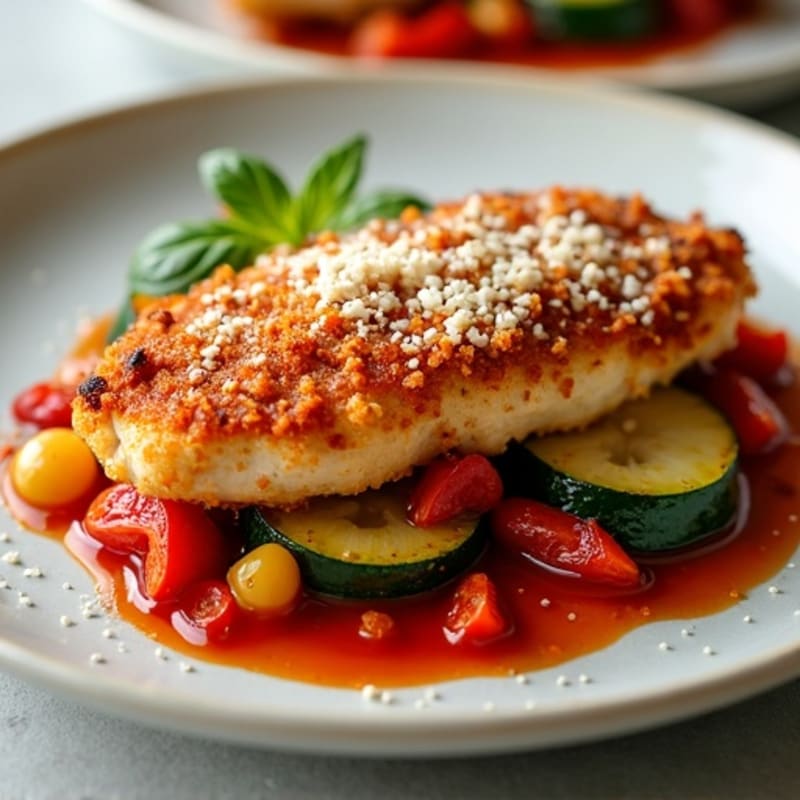 Crispy Chicken Parmesan with Roasted Vegetables