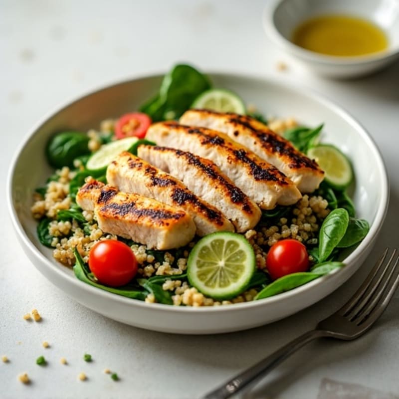 Grilled Chicken and Quinoa Salad with Fresh Spinach