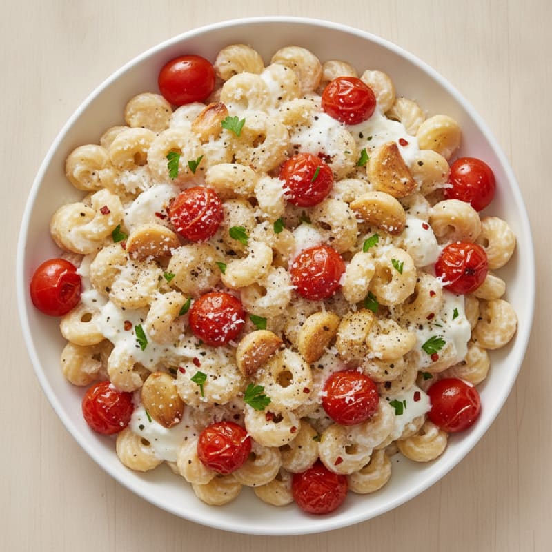 Garlic Parmesan Pasta with Roasted Tomatoes