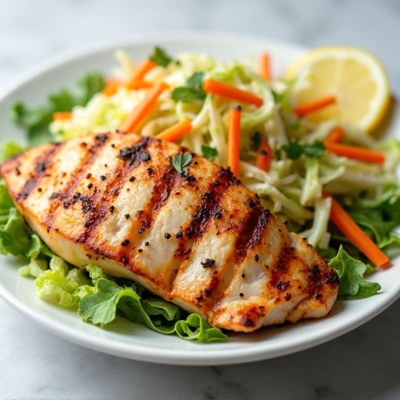 Grilled Chicken Breast with Crunchy Cabbage Slaw