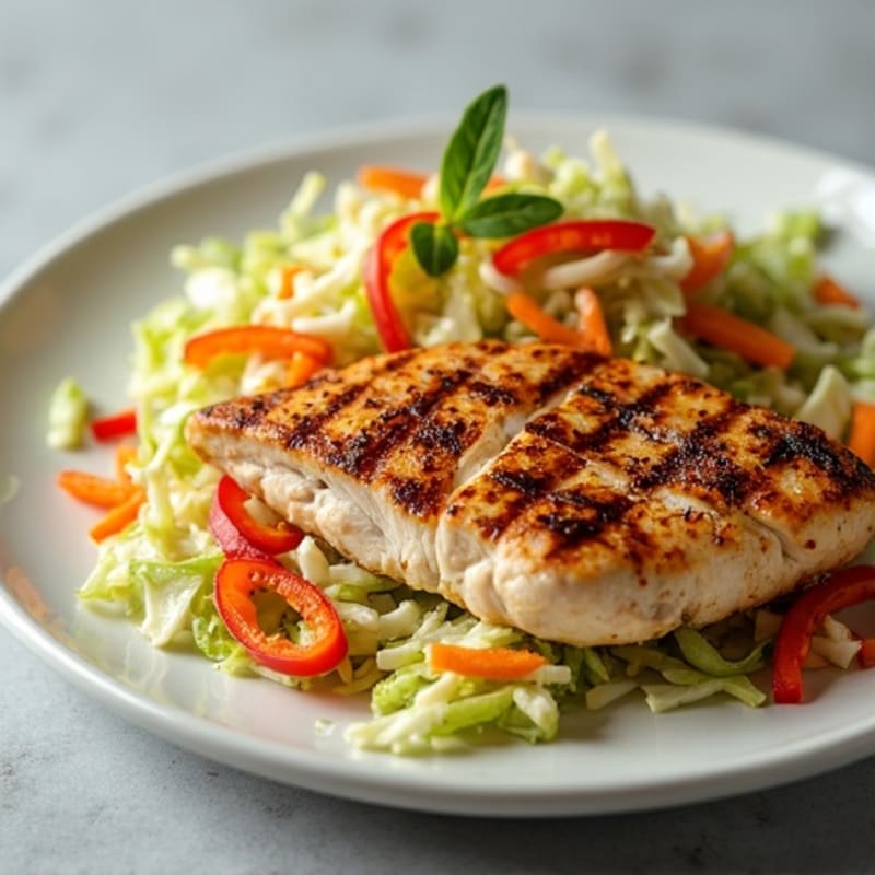 Grilled Chicken Breast with Crunchy Cabbage Slaw