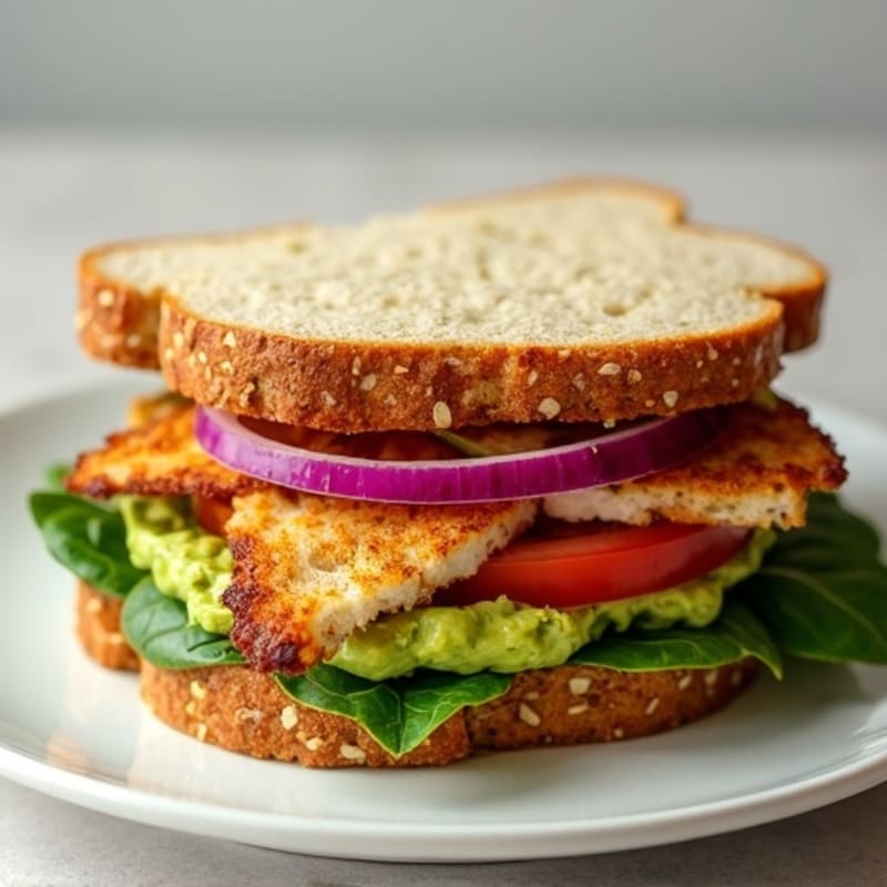 Crispy Turkey and Fresh Veggie Sandwich with Creamy Avocado Spread