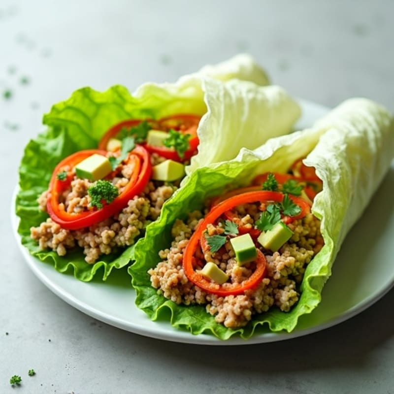 Lean Turkey and Crispy Vegetable Lettuce Wraps with Zesty Herb Dressing