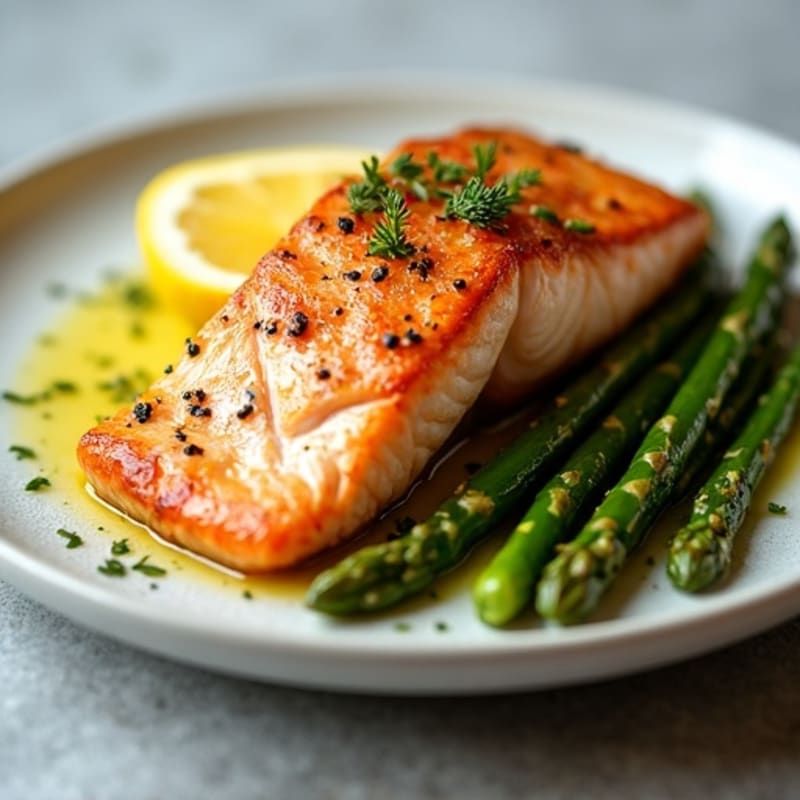 Crispy Baked Salmon with Roasted Asparagus and Lemon