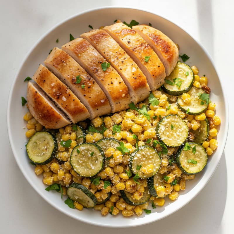Parmesan Roasted Corn with Herbs and Chicken