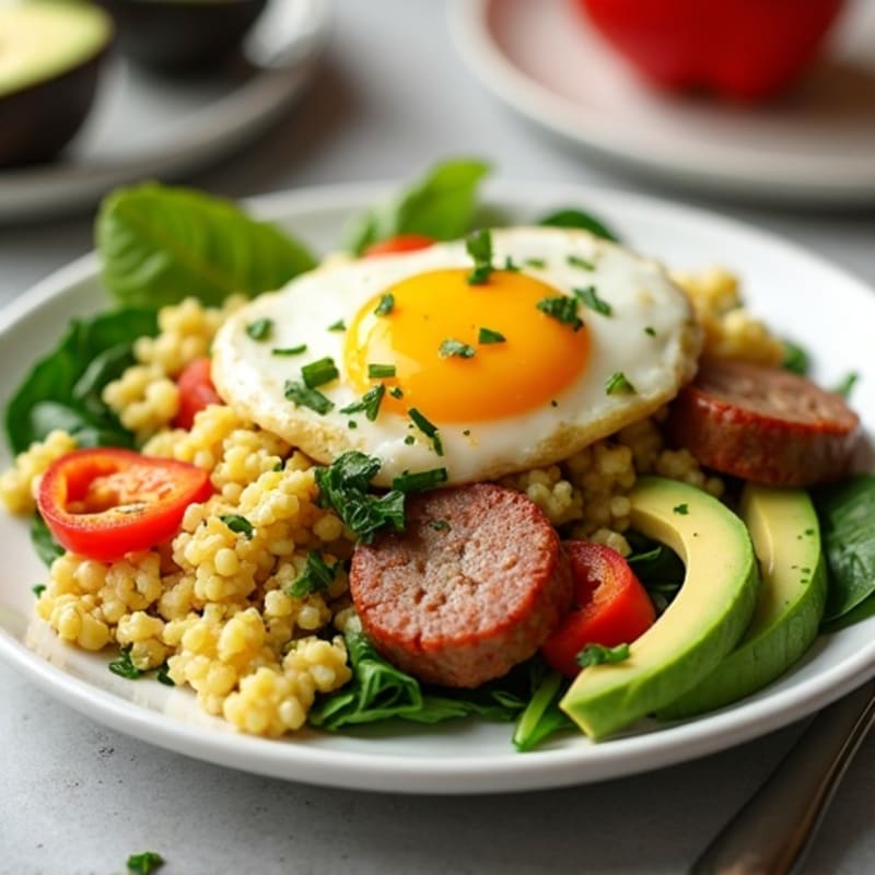 Egg White Veggie Scramble with Turkey Sausage