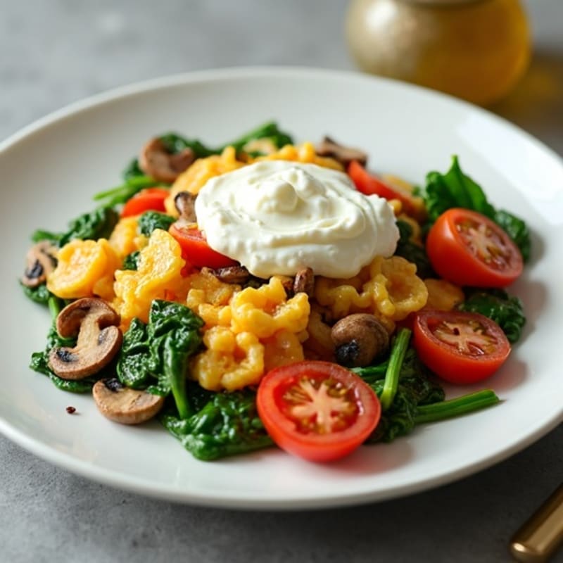 Egg White Veggie Scramble with Cottage Cheese