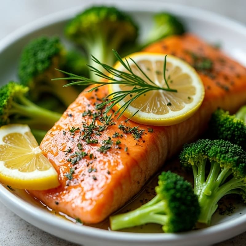 Sheet Pan Lemon Herb Salmon with Roasted Broccoli