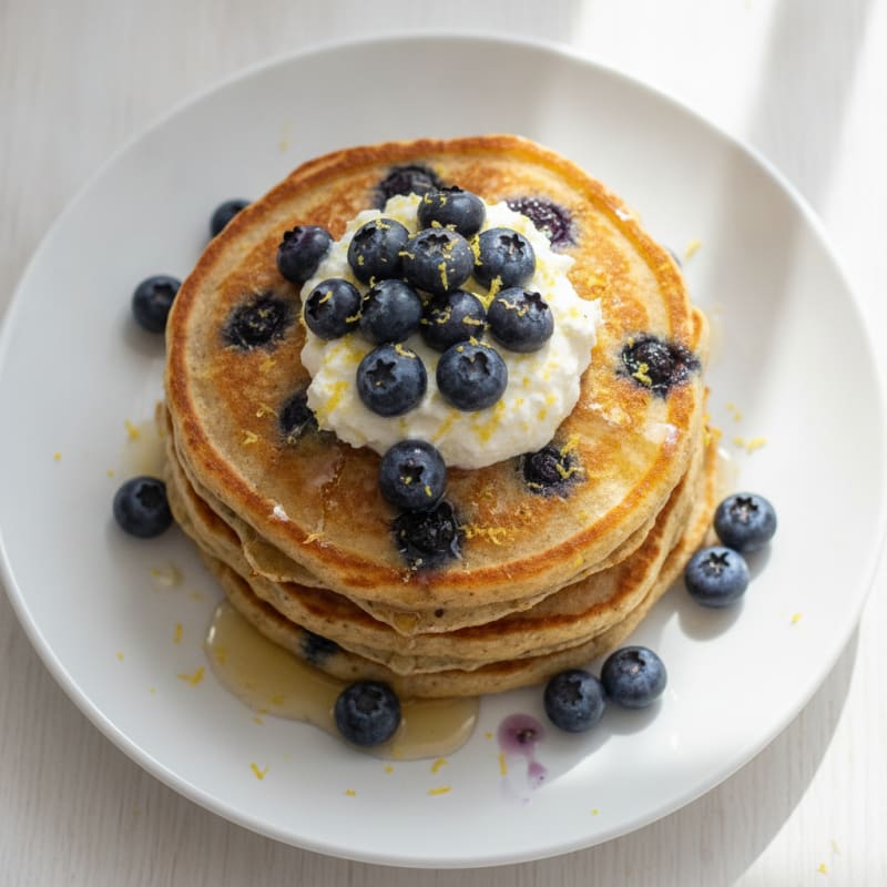 Blueberry Ricotta Pancakes with Lemon Zest