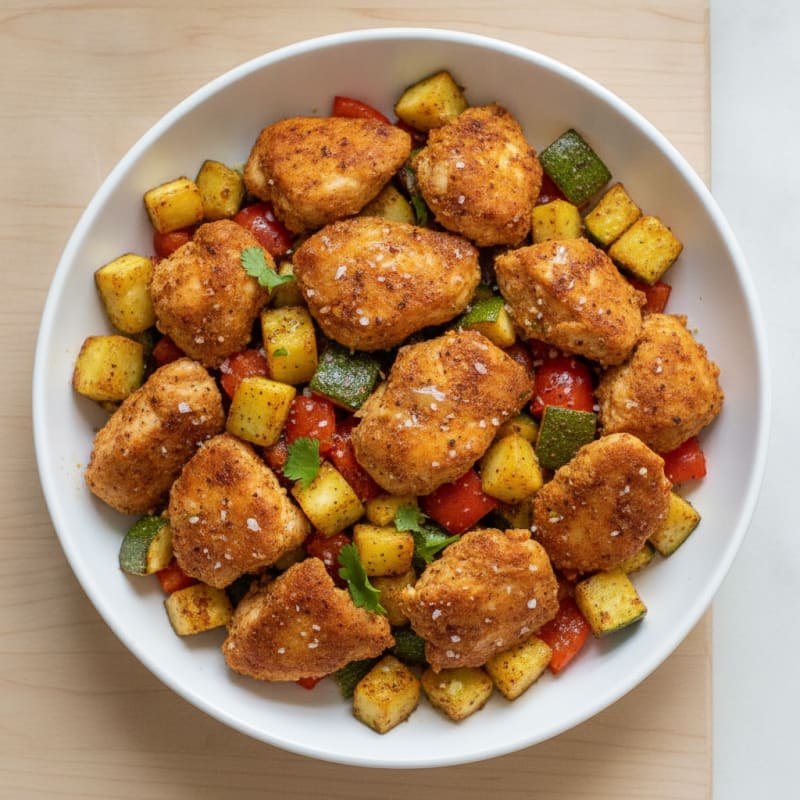 Spicy Air Fryer Chicken and Veggie Bowl